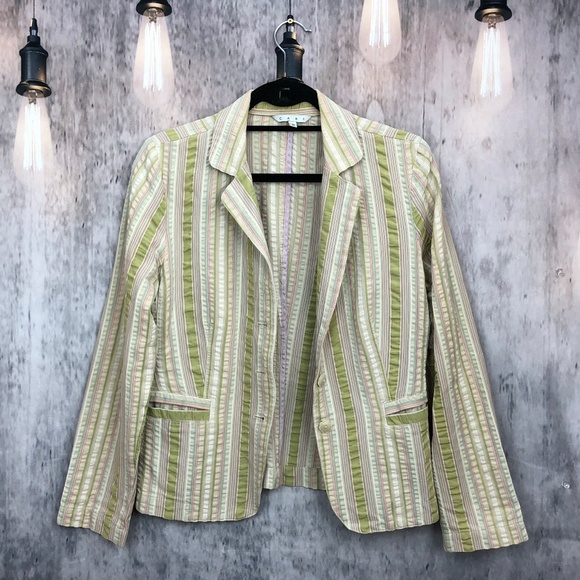 CAbi Colorful Striped Bohemian Blazer Jacket Sz 8 - Picture 2 of 8